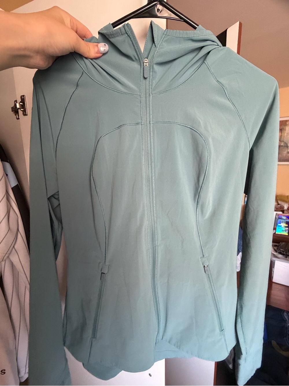 Lululemon Light Teal Zip-Up Hooded Active Jacket